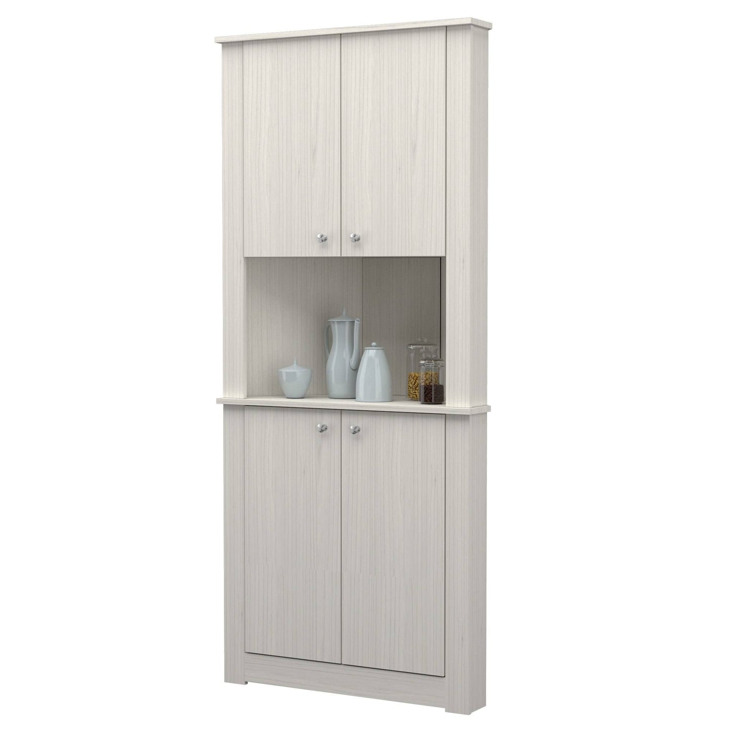 Tall Corner Storage Cabinet - Washed Oak