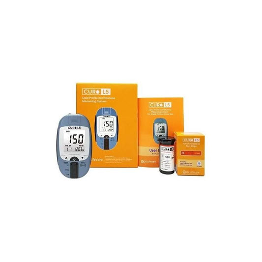 Total Cholesterol Test Kit - Curo L5 Digital Meter - (10 Total Cholesterol Strips Included)