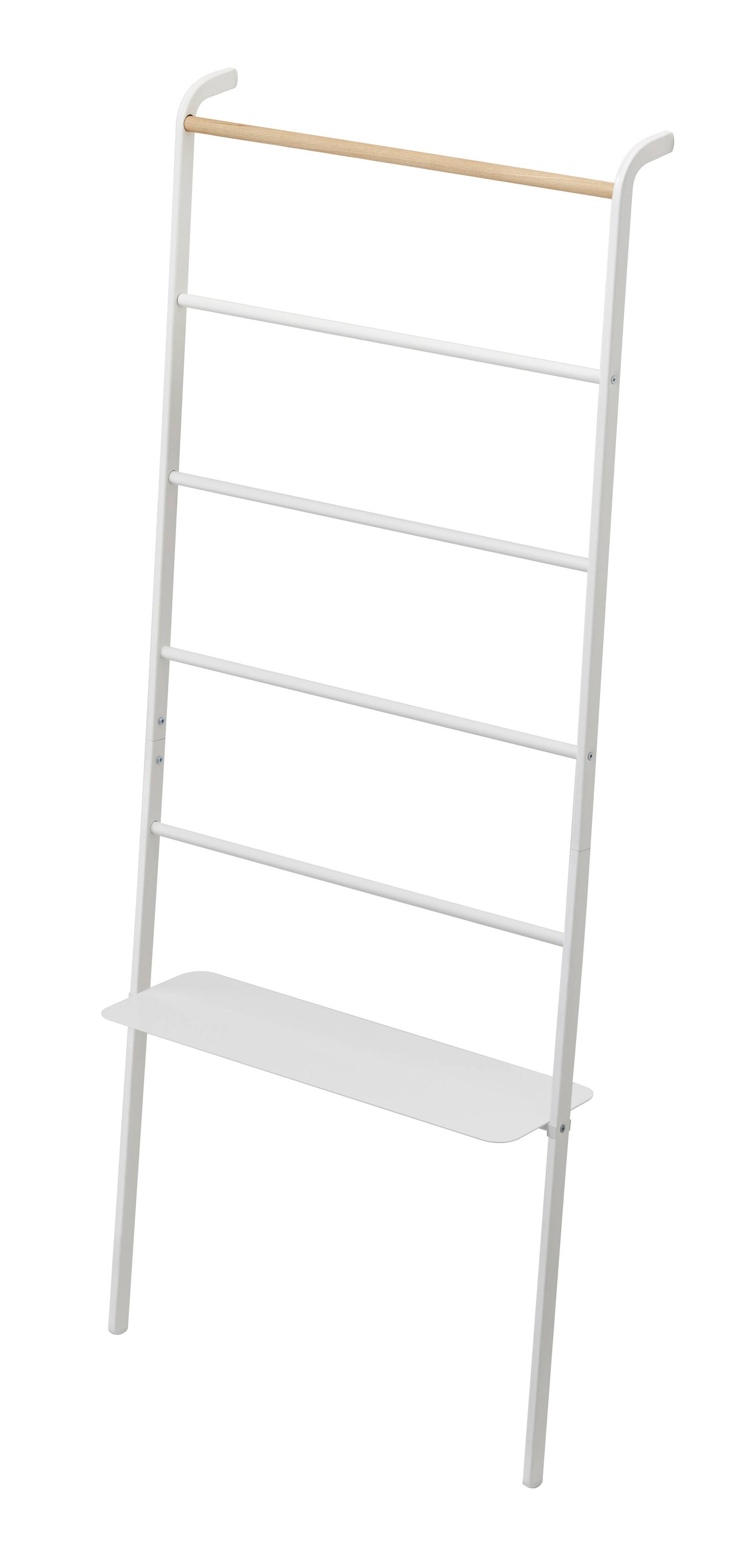 Tower Leaning Ladder With Shelf - White