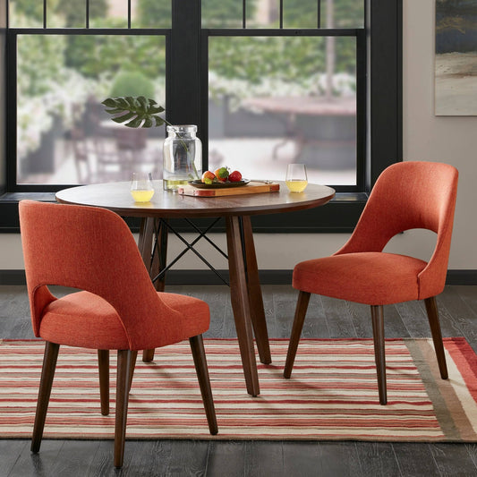 Tamsalu Retro Dining Chairs (Set Of 2) - Orange/Dark Brown