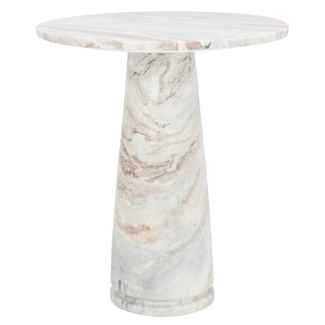 Tall Round Marble Accent Table Color: Beige