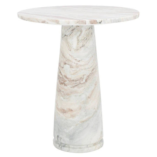 Tall Round Marble Accent Table Color: Beige