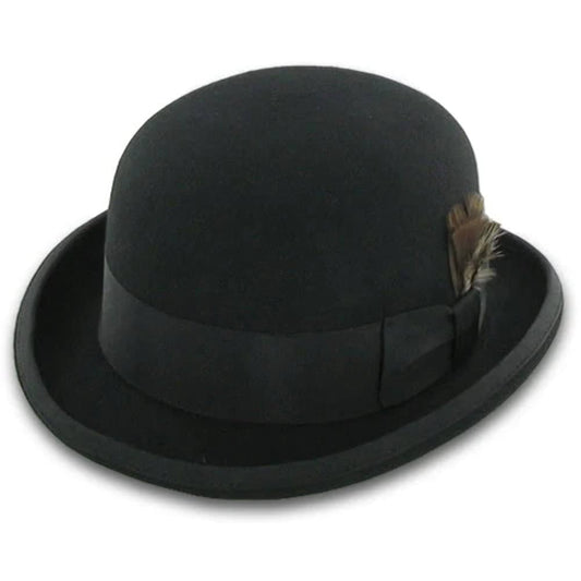 Tammany - Satin Lined 100% Wool Derby Hat Black (Large)