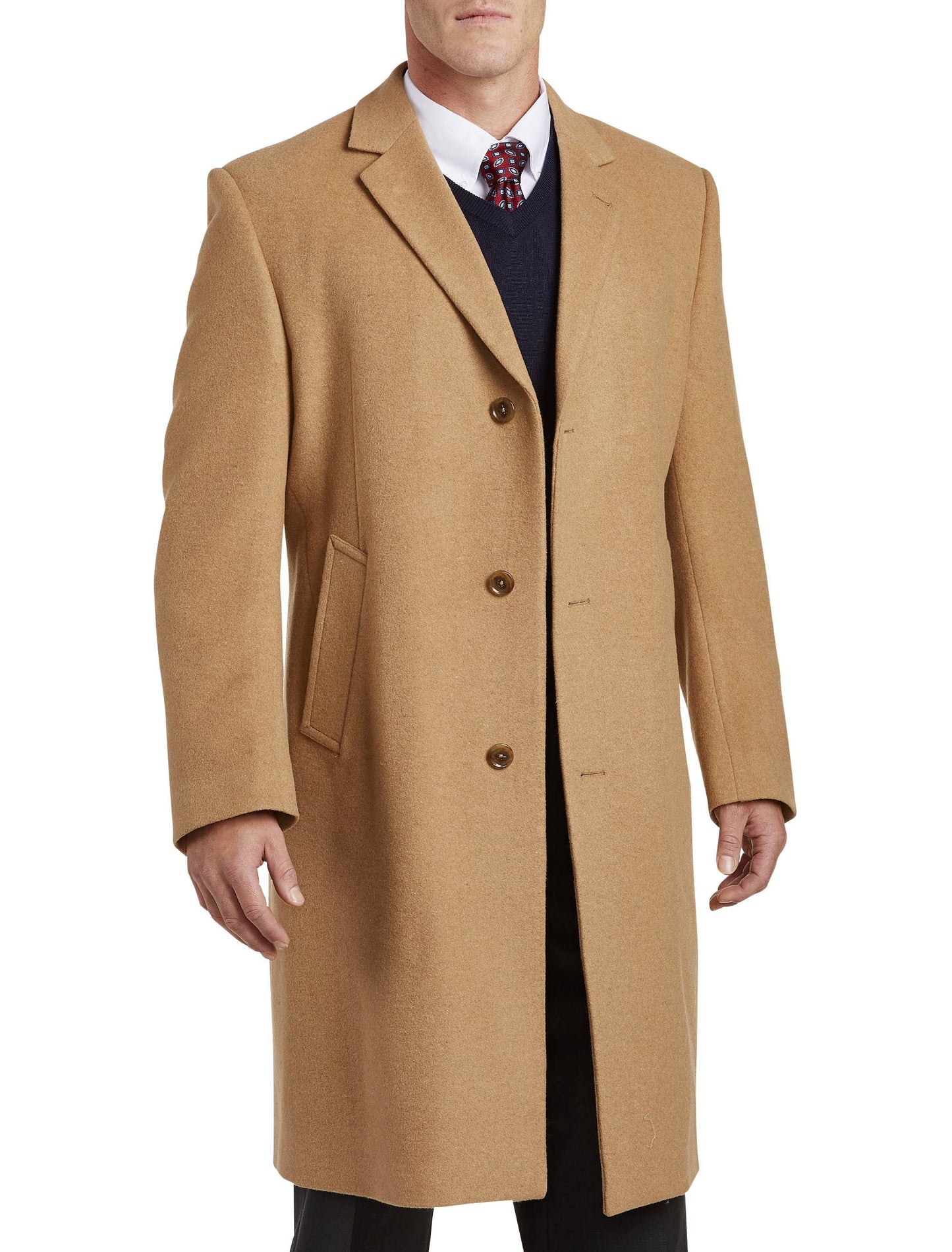 Tall Men's Paris Wool Blend Overcoat - Camel - Size 56 Regular, Men's