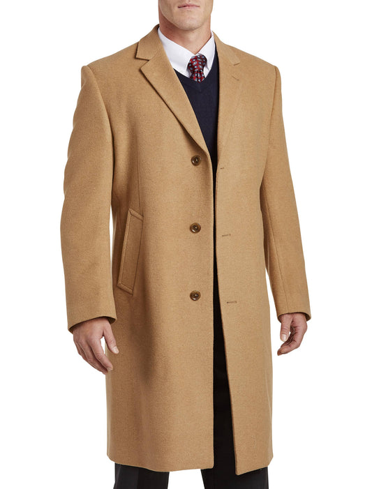 Tall Men's Paris Wool Blend Overcoat - Camel - Size 62 Regular, Men's