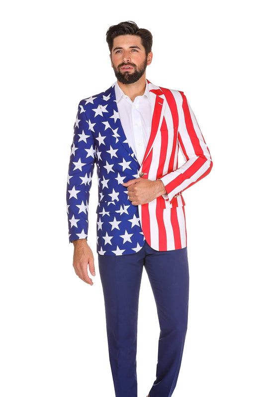 Tommy J | Men's American Flag Suit Jacket | Size 56 | Red/White/Blue |