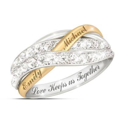 Together In Love Personalized White Diamonds Women's Ring - Personalized Jewelry