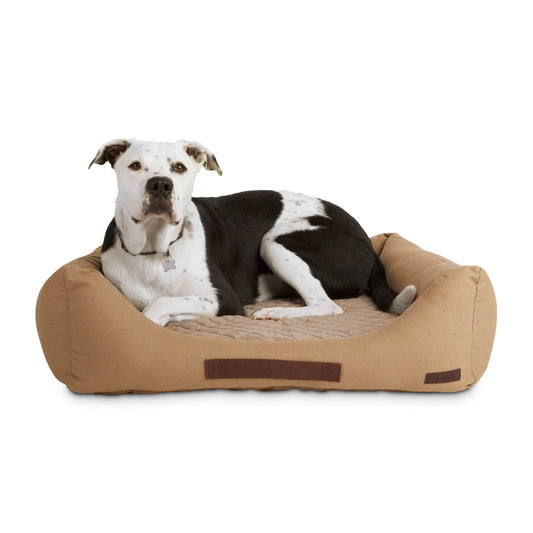 Tan Canvas Cozy And Cool-Touch Dog Bed, 28 L X 28 W, Small