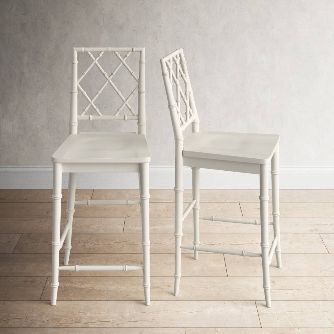 Teague Solid Wood Bar Stool Color: White, Seat Height: Counter Height (24" Seat Height)