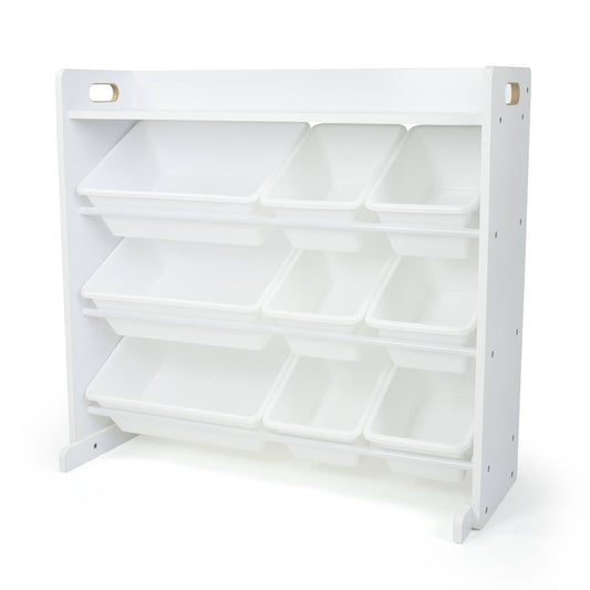 Toy Storage Organizer With Shelf And 9 Storage Bins White