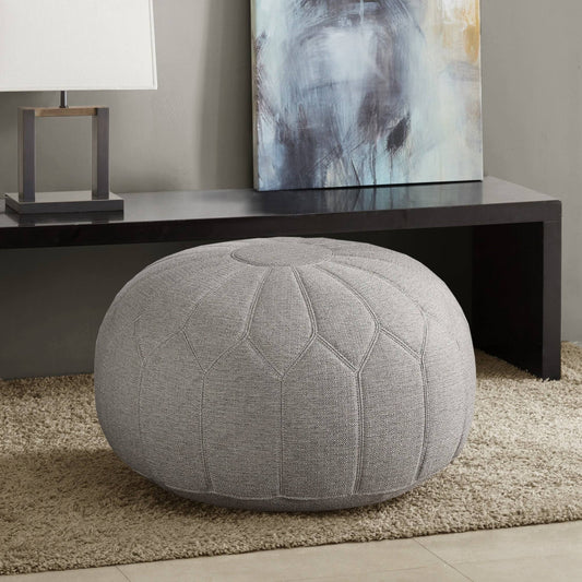 Taylor Oversized Round Pouf Ottoman, Seafoam