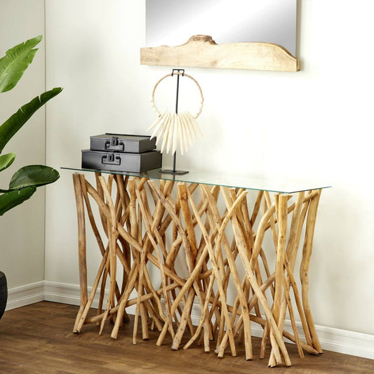 Teak Branch Console Table