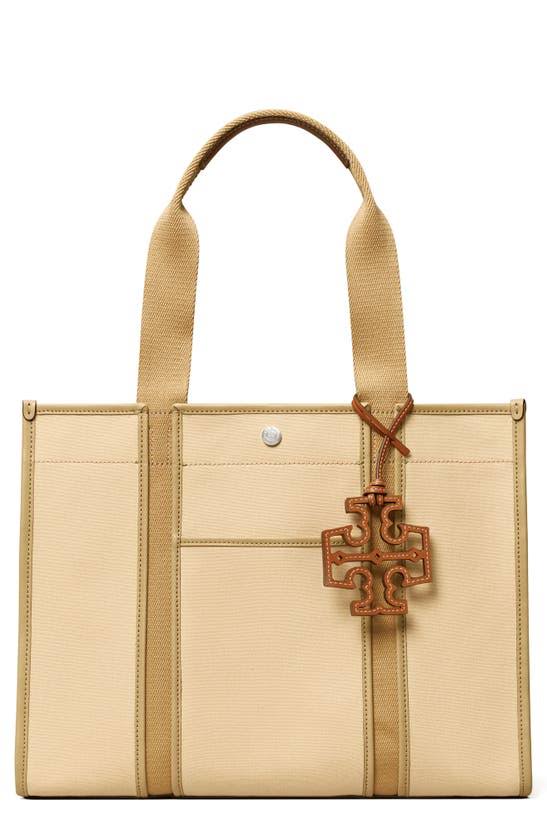 Tory Twill Tote In Coy Beige