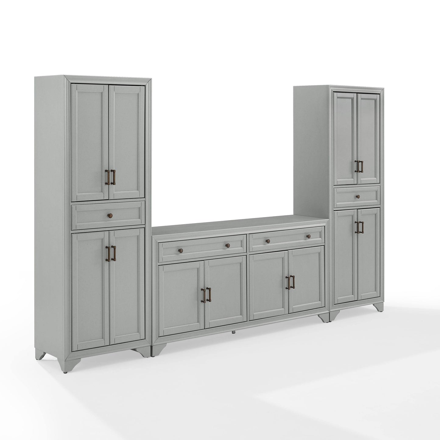 Tara 3pc Entertainment Set Distressed Gray - Sideboard & 2 Pantries