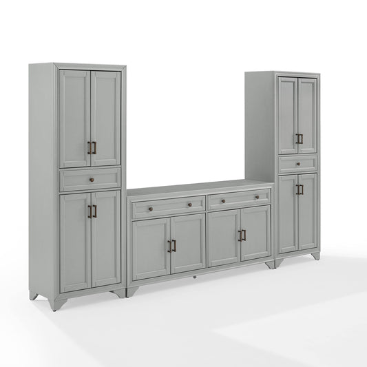 Tara 3pc Entertainment Set Distressed Gray - Sideboard & 2 Pantries