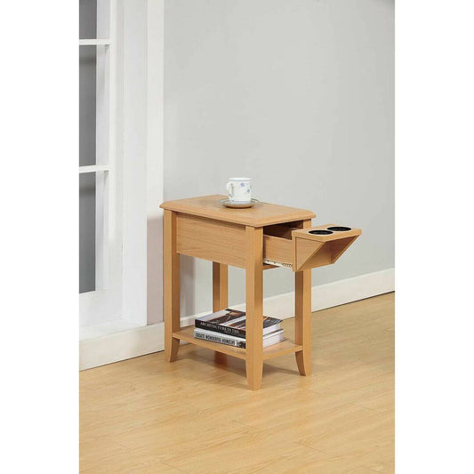 Tollett Chairside End Table With Storage, Beech