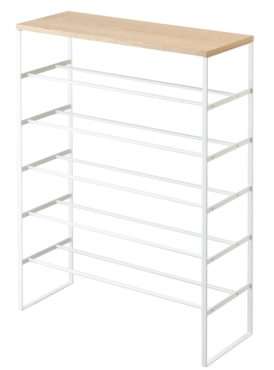 Tower 6-Tier Wood Top Shoe Rack - White