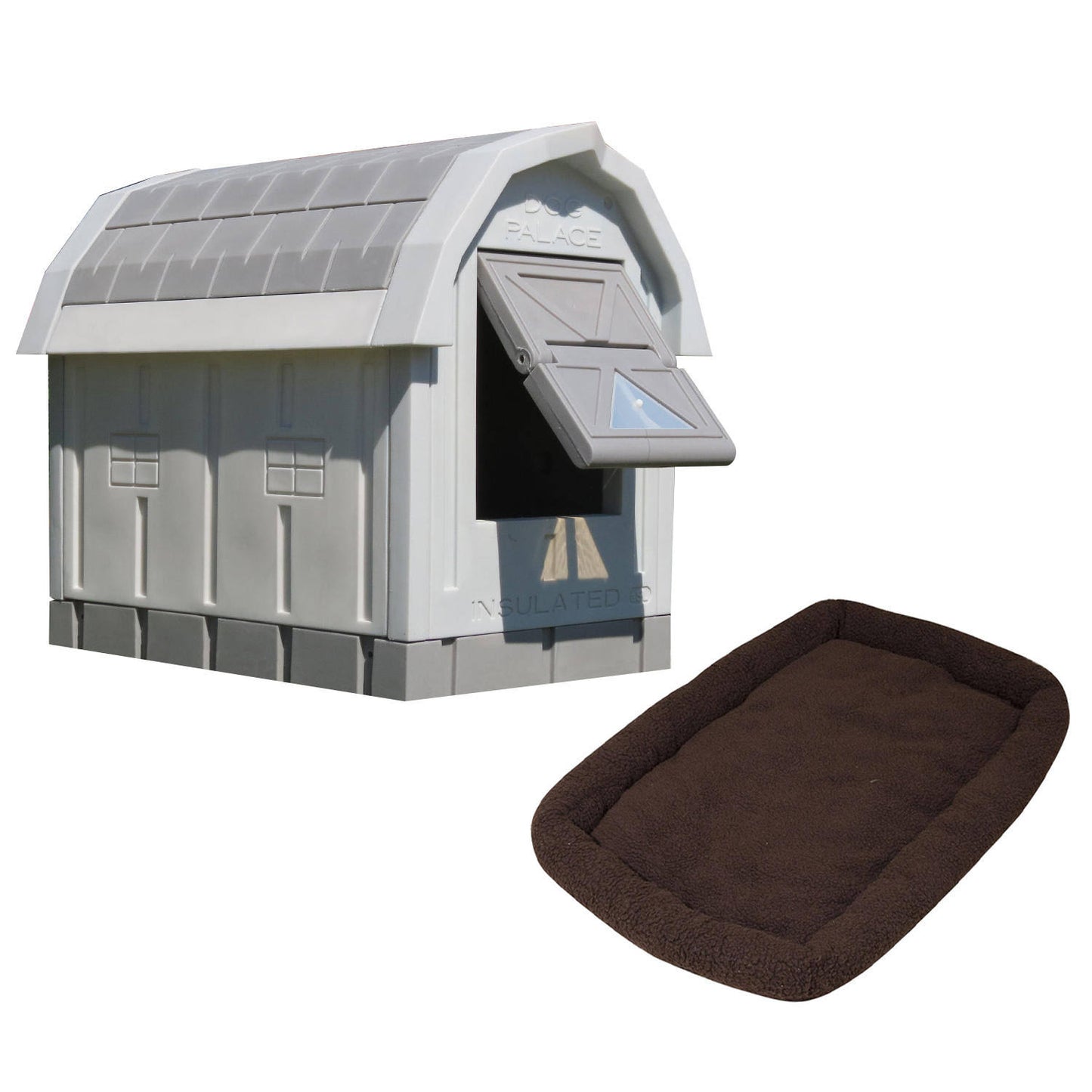 Tan Insulated Dog Palace & Bed Combo