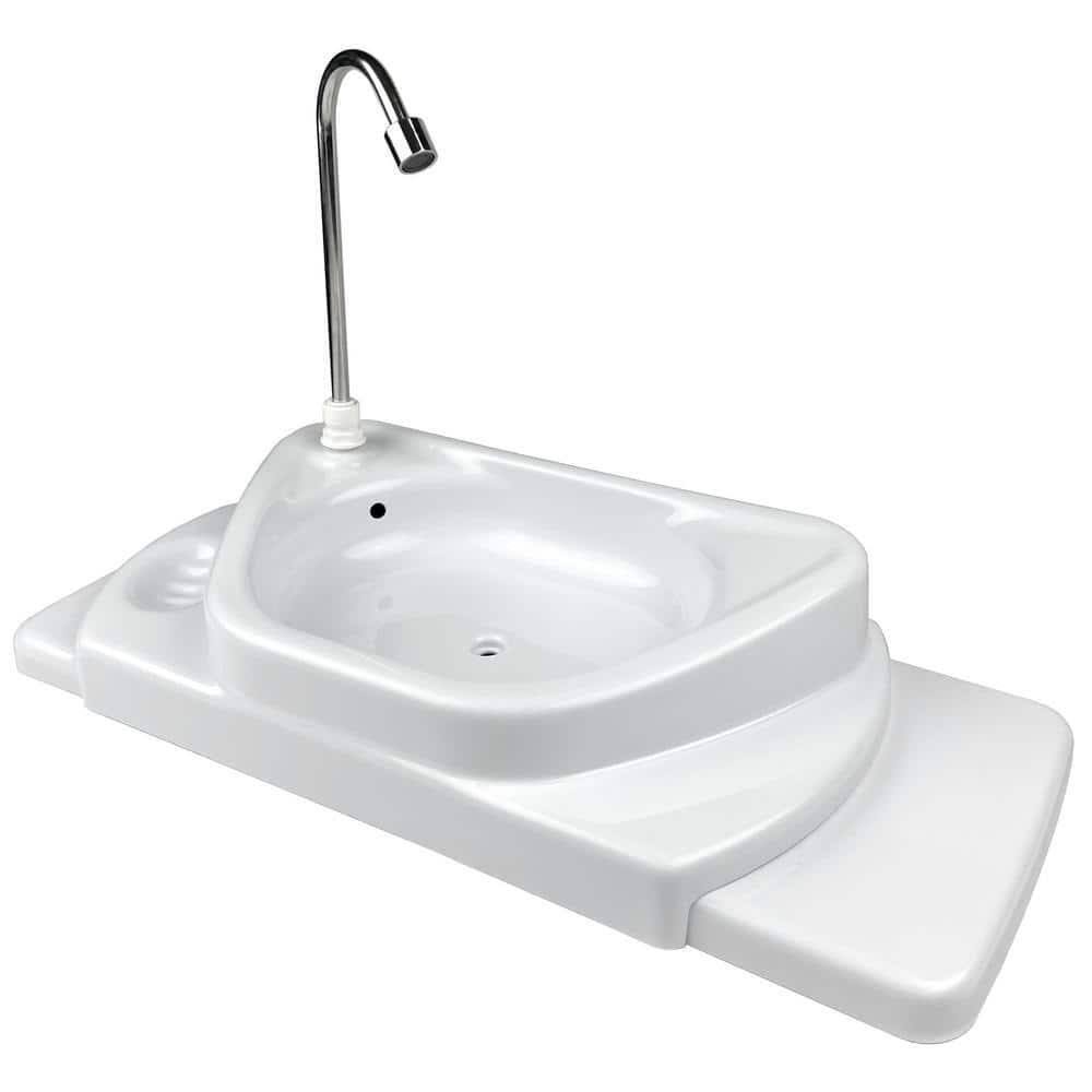 Touch-Free Water/Space Saving Adjustable Toilet Tank Retrofit Sink/Faucet Basin White