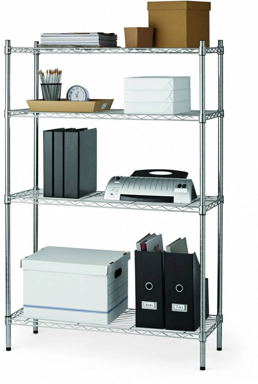 Tough 4 Tier Wire Shelving Rack, Zinc, 14"Dx36"Wx54"H