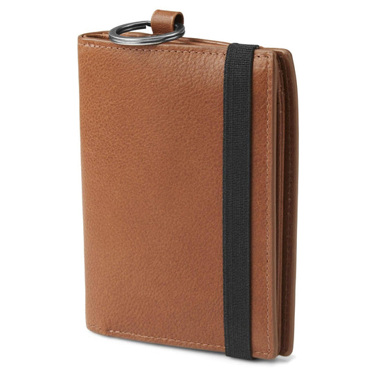 Tan Leather Rfid-Blocking Wallet With Keyring - - Men