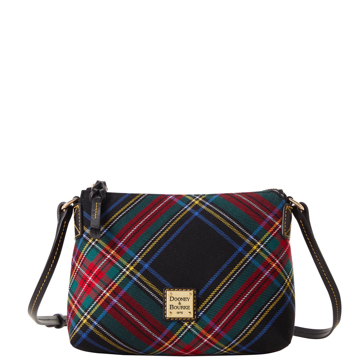 Tartan Plaid Crossbody Pouchette ,Black