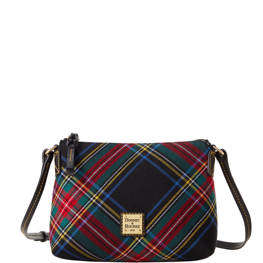 Tartan Plaid Crossbody Pouchette ,Black