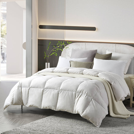 To Home Organic Cotton White Down And Feather Comforter - Medium Warmth Full/Queen