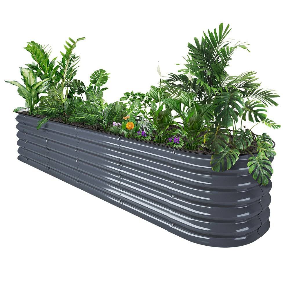 Tall 8'X2' Metal Modular Raised Garden Bed Kit(9 In 1) Moss Green / Us Warehouse