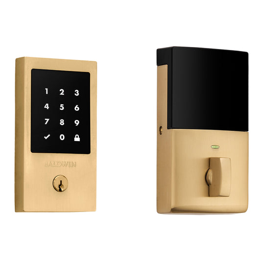 Touchscreen Minneapolis Z-Wave Deadbolt - Satin Brass And Brown