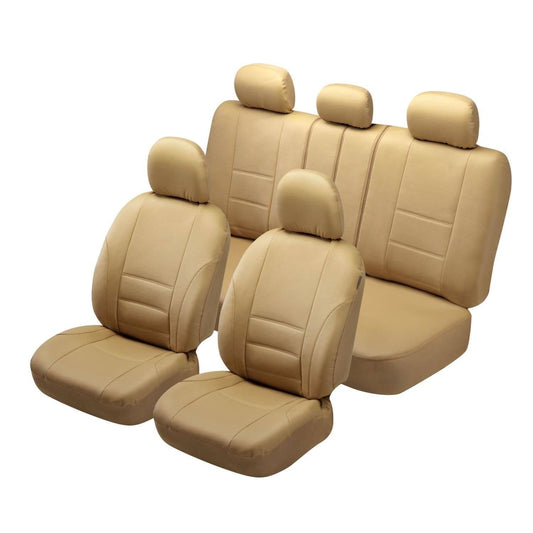 Tan Faux Leather Universal Seat Cover Kit