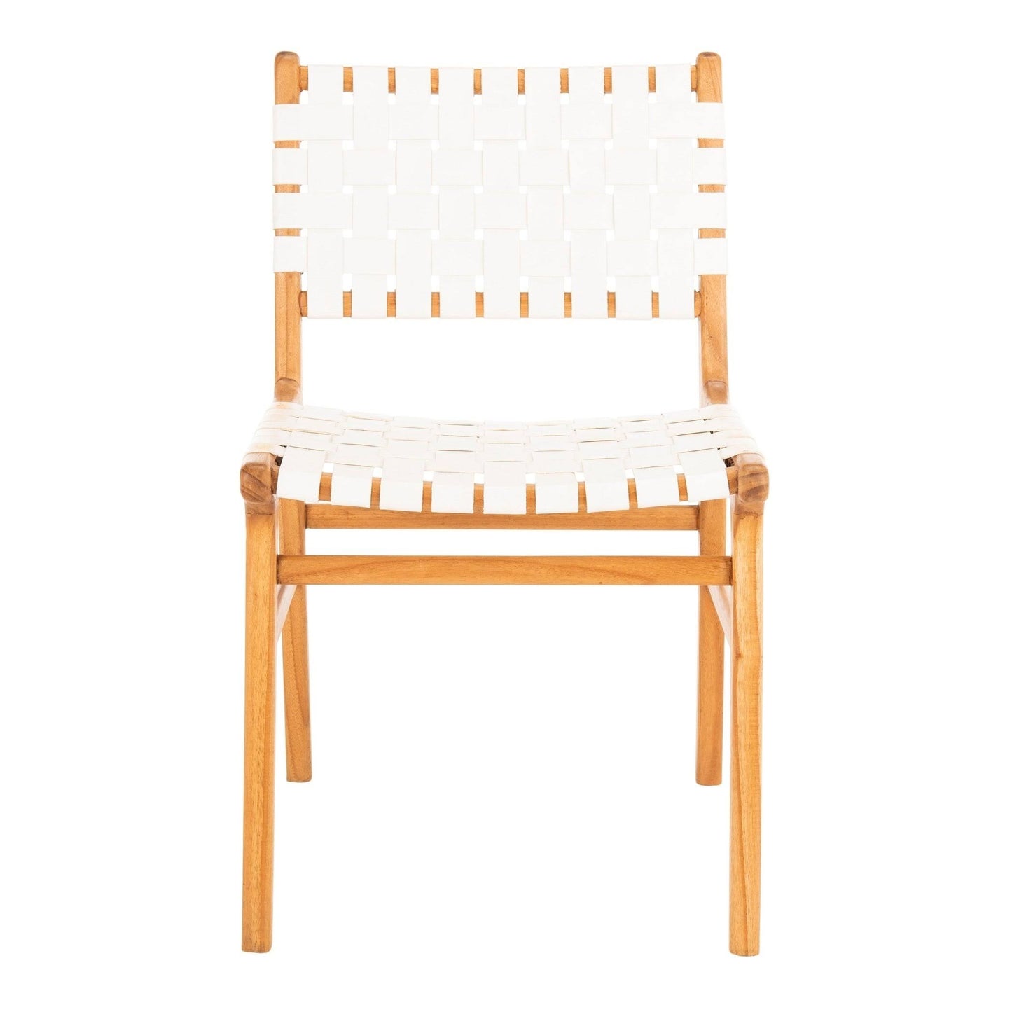 Taika White & Natural Woven Leather Dining Chair - Set Of 2