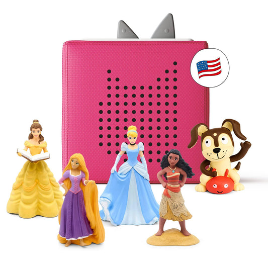 Toniebox Audio Player Starter Set With Cinderella, Belle, Moana, Tangled, And Playtime Puppy - Listen, Learn, And Play With One Huggable Little