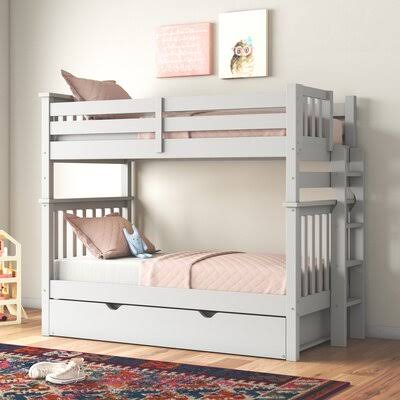 Tall Twin Over Twin Bunk Bed With Trundle Harriet Bee Bed Frame Color: Gray