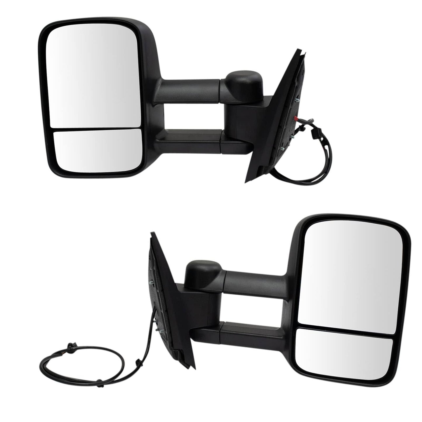 Tow Mirror Power Heated Textured Black Pair Set Compatible With Gm Pickup Suv Tr00658