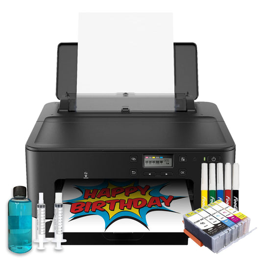 Topper Image Printer, Cake Ink Cartridges, 12 Sugar Sheets, Edible Color Markers & Printhead Cleaning Kit Bundle, Ep-Sugar-Mrk