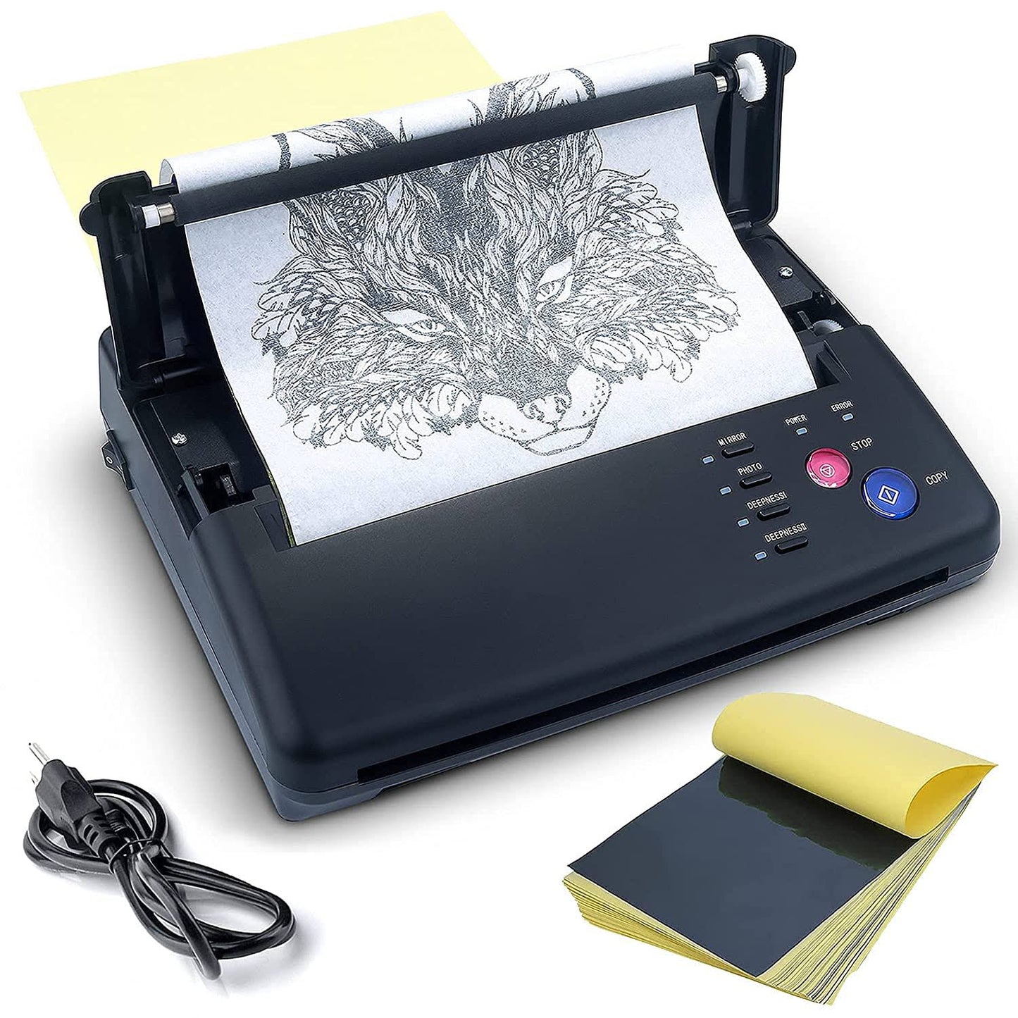 Tattoo Transfer Stencil Machine Copier Printer Thermal Tattoo Kit Copier Printer With 20pcs Free Tattoo Stencil Transfer Paper Black (2022