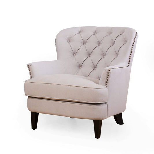 Tafton Tufted Fabric Club Chair Natural