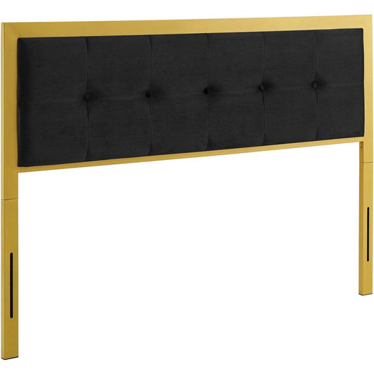 Teagan Tufted Queen Performance Velvet Headboard - Gold Black