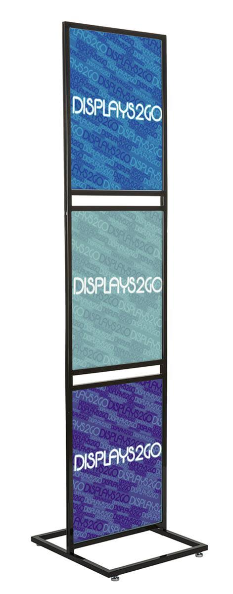 Tall Poster Sign Stand For 22" X 28" Inserts, Holds Up To 6 Graphics, Double Sided (Black Steel) (Twn3bk)