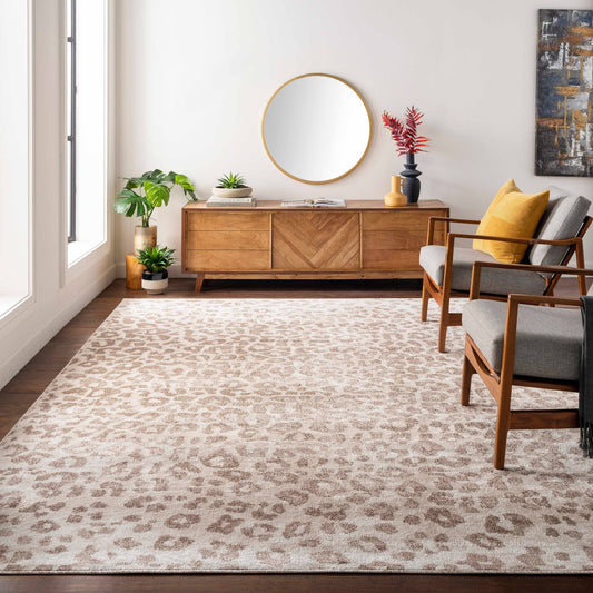 Tan Bonhill Leopard Print Area Rug - 6'7" X 9' Rectangle