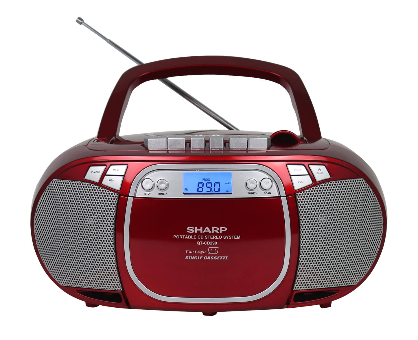 Top-Loading Cd Mp3 Cassette Boombox With Am/Fm Radio Red