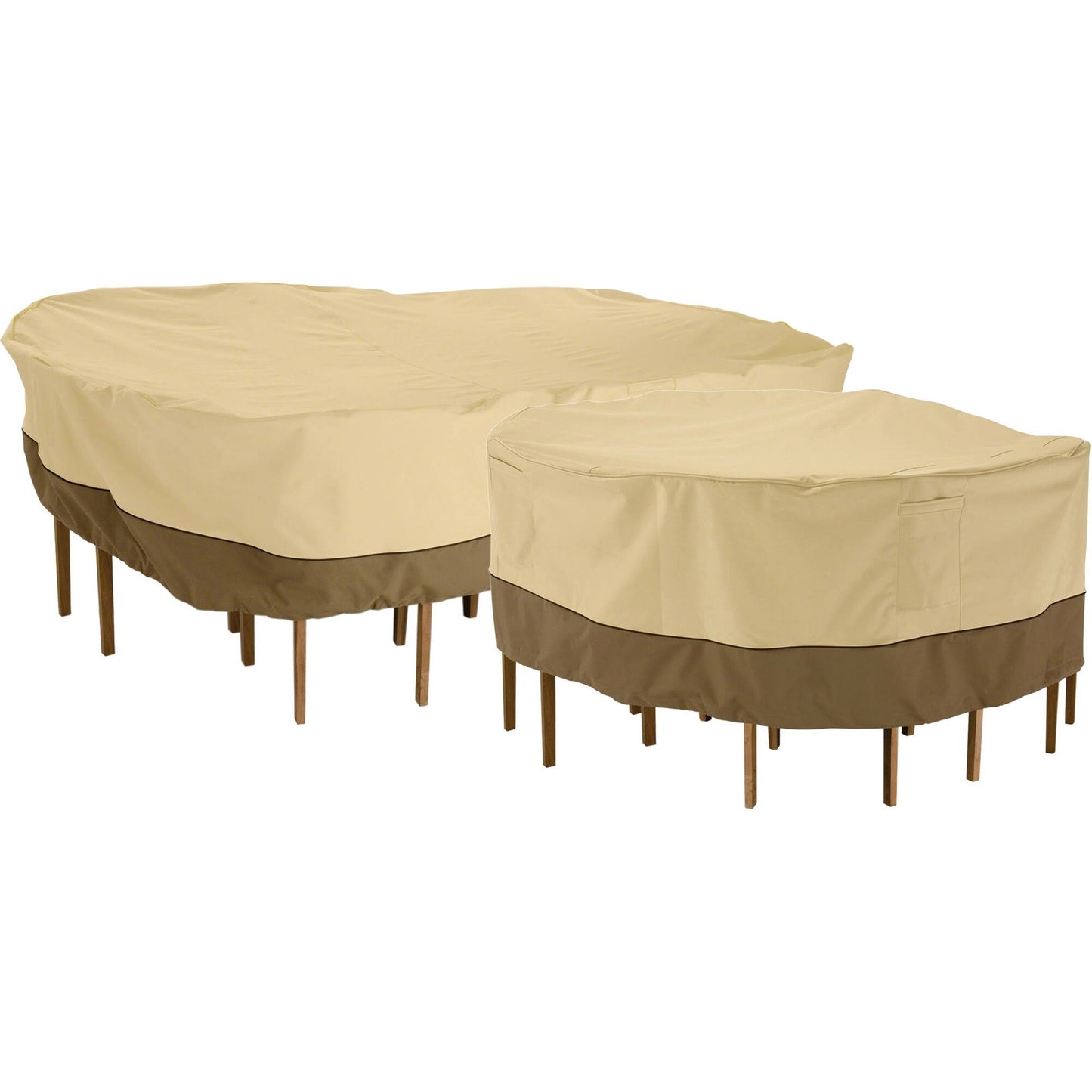 Tall Round Patio Table & Chair Set Cover Light Beige L -