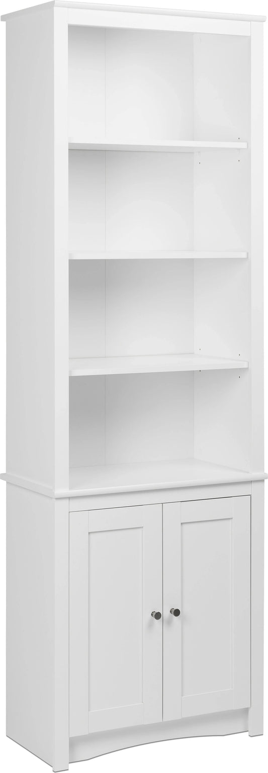 Tall Bookcase With 2 Shaker Doors - White