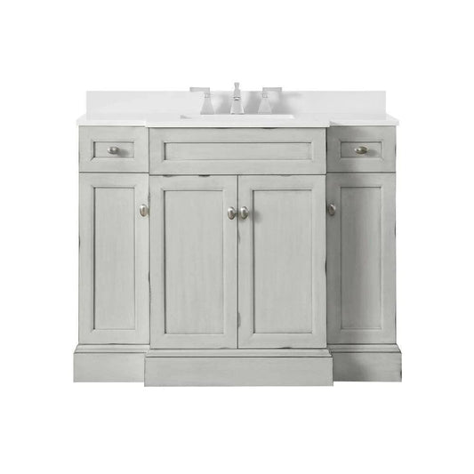 Teagen 42 In. W Bath Vanity In Vintage Grey With Cultured Stone Vanity Top In White With White Basin