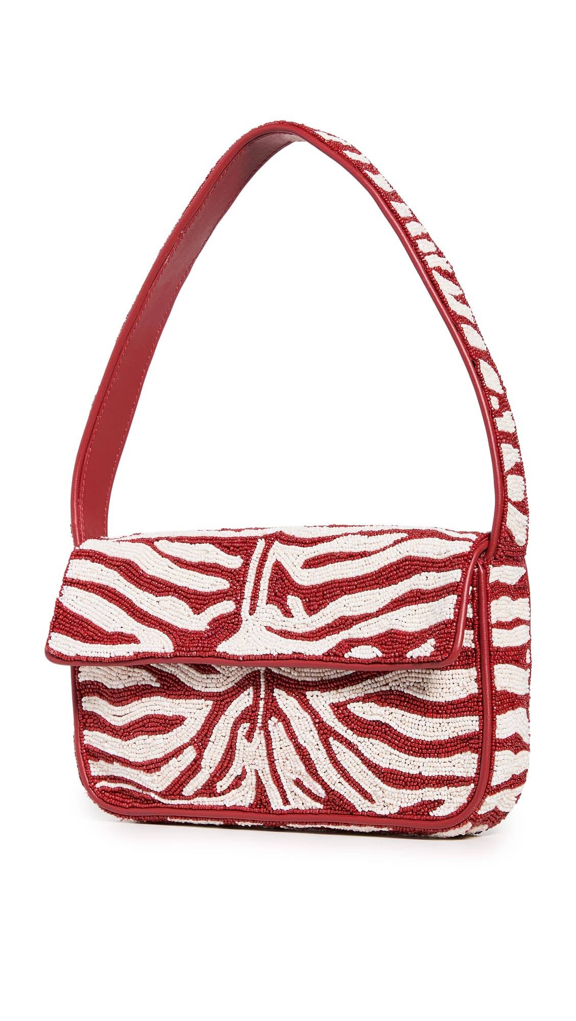 Tommy Beaded Shoulder Bag In Scarlet/White