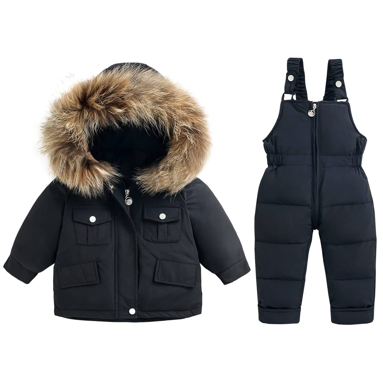 Toddler Boys Snowsuit Girls Snow Pant And Jacket Bib Winter Kids Clothes Coat