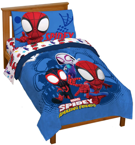 Team Spidey Full Kids Bed Set, 100% Microfiber, Blue