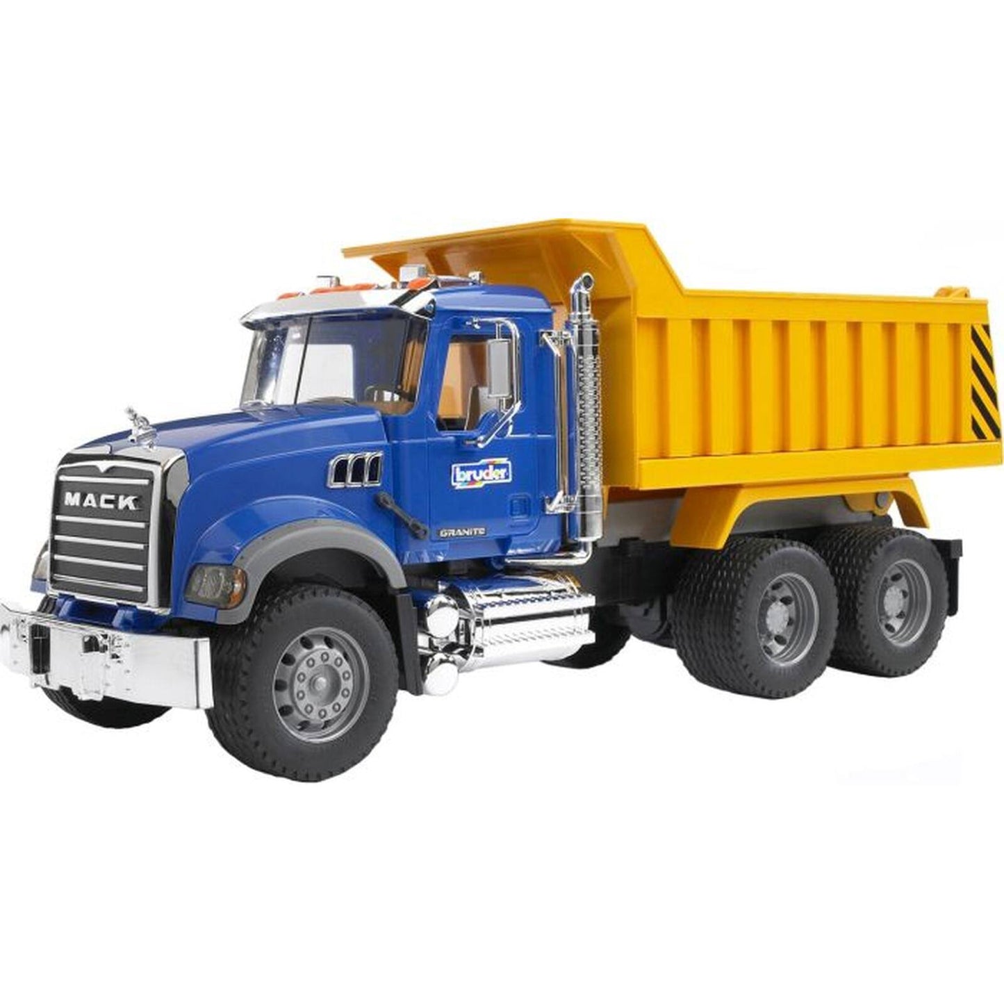 Toys Mack Granite Dump Truck W/ Functioning Bed In 1:16 Scale, Yellow/Blue/Gray/Black