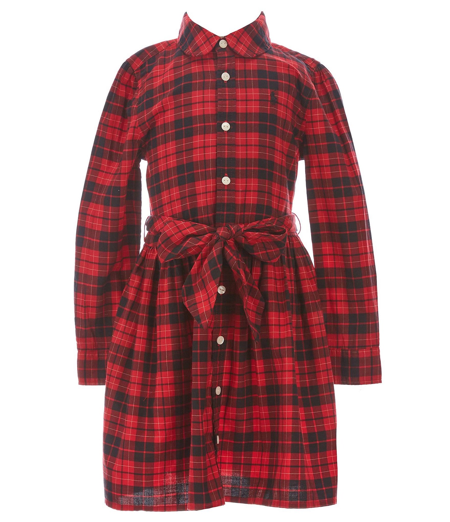 Toddler And Little Girls Plaid Cotton Twill Shirtdress - Red, Green Multi - Size 3t